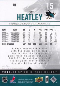 2009-10 SP Authentic #10 Dany Heatley Back