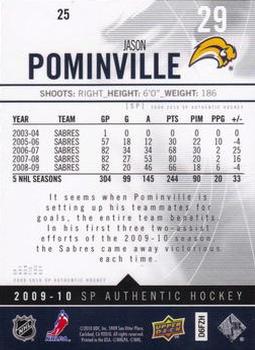 2009-10 SP Authentic #25 Jason Pominville Back