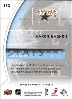 2009-10 SP Authentic #163 Aaron Gagnon Back