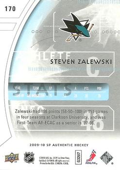 2009-10 SP Authentic #170 Steven Zalewski Back