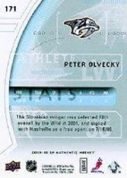 2009-10 SP Authentic #171 Peter Olvecky Back