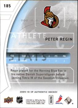 2009-10 SP Authentic #185 Peter Regin Back