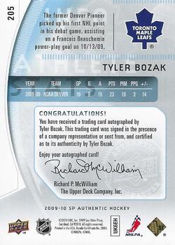 2009-10 SP Authentic #205 Tyler Bozak Back