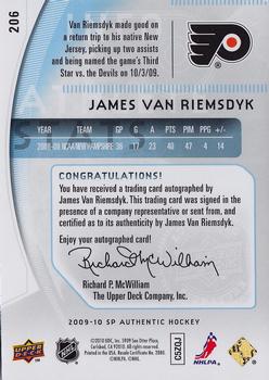 2009-10 SP Authentic #206 James van Riemsdyk Back