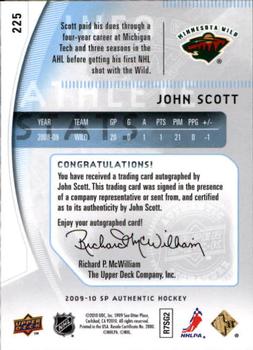 2009-10 SP Authentic #225 John Scott Back
