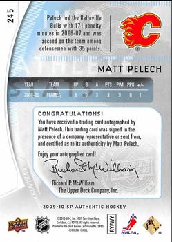 2009-10 SP Authentic #245 Matt Pelech Back