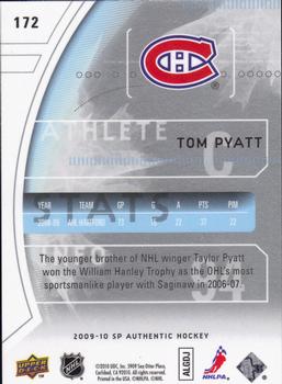2009-10 SP Authentic #172 Tom Pyatt Back