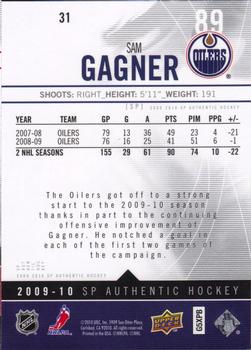 2009-10 SP Authentic #31 Sam Gagner Back