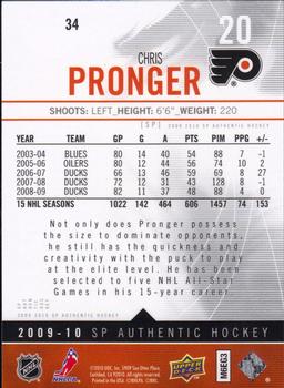 2009-10 SP Authentic #34 Chris Pronger Back