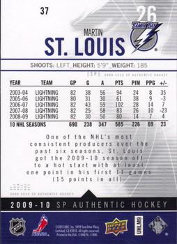 2009-10 SP Authentic #37 Martin St. Louis Back