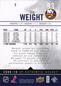 2009-10 SP Authentic #3 Doug Weight Back