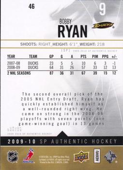 2009-10 SP Authentic #46 Bobby Ryan Back
