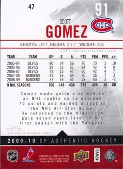 2009-10 SP Authentic #47 Scott Gomez Back