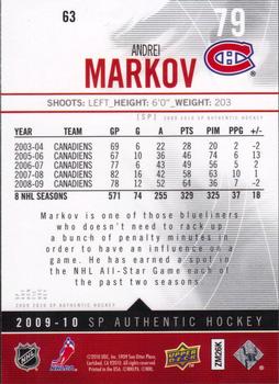 2009-10 SP Authentic #63 Andrei Markov Back