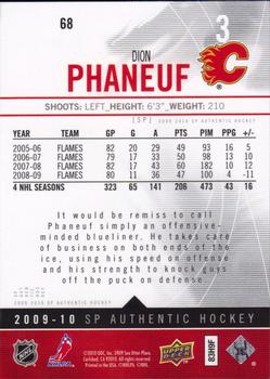 2009-10 SP Authentic #68 Dion Phaneuf Back