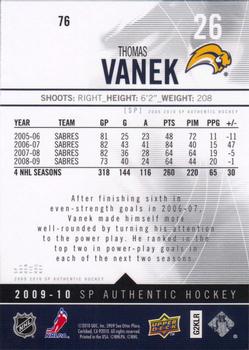 2009-10 SP Authentic #76 Thomas Vanek Back