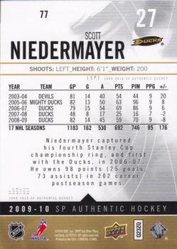 2009-10 SP Authentic #77 Scott Niedermayer Back