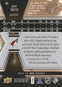 2014-15 SPx #65 Mike Smith Back
