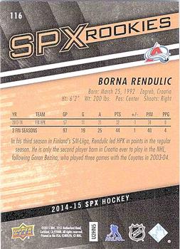 2014-15 SPx #116 Borna Rendulic Back