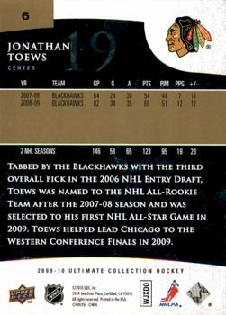 2009-10 Upper Deck Ultimate Collection #6 Jonathan Toews Back