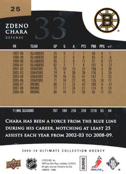 2009-10 Upper Deck Ultimate Collection #25 Zdeno Chara Back