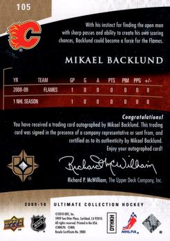 2009-10 Upper Deck Ultimate Collection #105 Mikael Backlund Back