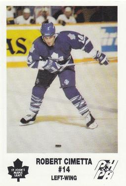 1992-93 St. John's Maple Leafs (AHL) #NNO Robert Cimetta Front