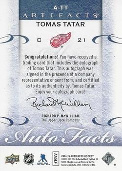 2014-15 Upper Deck Artifacts - Autofacts #A-TT Tomas Tatar Back