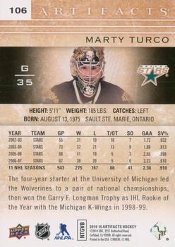 2014-15 Upper Deck Artifacts - Emerald #106 Marty Turco Back