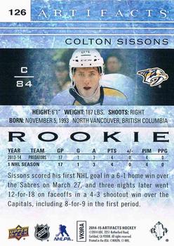 2014-15 Upper Deck Artifacts - Emerald #126 Colton Sissons Back