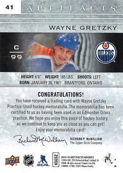 2014-15 Upper Deck Artifacts - Jersey / Jersey Silver #41 Wayne Gretzky Back