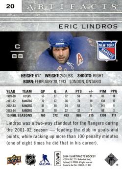 2014-15 Upper Deck Artifacts - Ruby #20 Eric Lindros Back