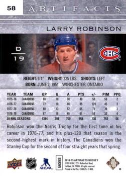 2014-15 Upper Deck Artifacts - Ruby #58 Larry Robinson Back