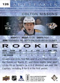 2014-15 Upper Deck Artifacts - Ruby #126 Colton Sissons Back