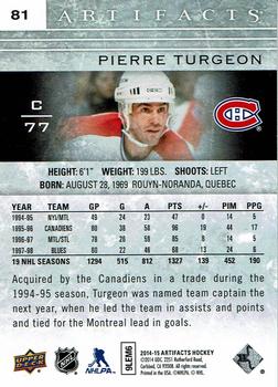 2014-15 Upper Deck Artifacts - Sapphire #81 Pierre Turgeon Back