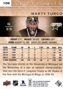2014-15 Upper Deck Artifacts - Sapphire #106 Marty Turco Back
