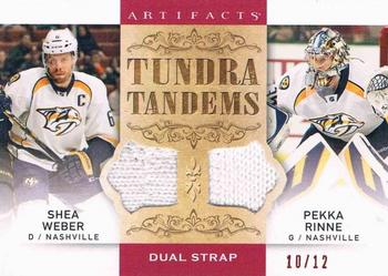 2014-15 Upper Deck Artifacts - Tundra Tandems Fight Straps Red #TT-WR Shea Weber / Pekka Rinne Front