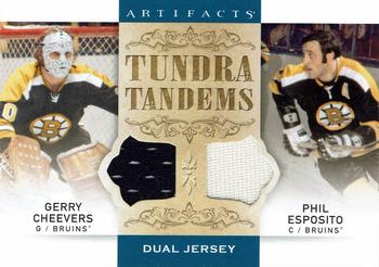 2014-15 Upper Deck Artifacts - Tundra Tandems Jerseys Blue #TT-CE Gerry Cheevers / Phil Esposito Front
