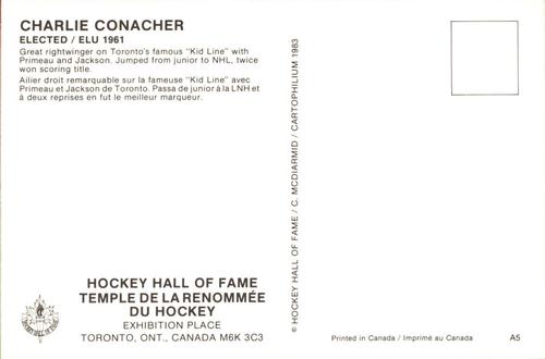 1983 Cartophilium Hockey Hall of Fame Postcards #A5 Charlie Conacher Back