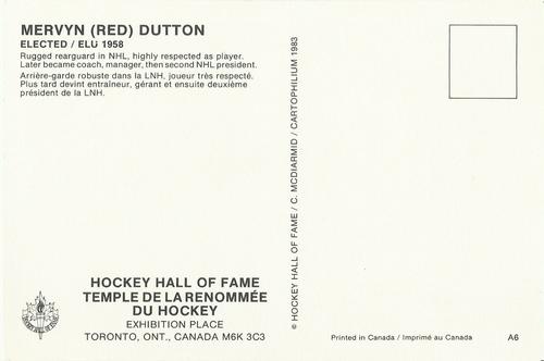1983 Cartophilium Hockey Hall of Fame Postcards #A6 Red Dutton Back