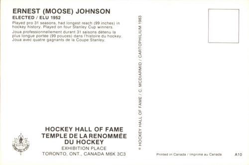 1983 Cartophilium Hockey Hall of Fame Postcards #A10 Moose Johnson Back