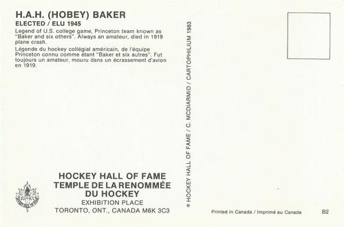 1983 Cartophilium Hockey Hall of Fame Postcards #B2 Hobey Baker Back