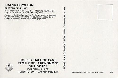 1983 Cartophilium Hockey Hall of Fame Postcards #B4 Frank Foyston Back