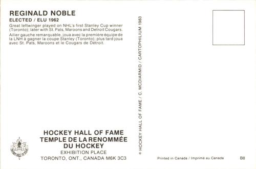 1983 Cartophilium Hockey Hall of Fame Postcards #B8 Reg Noble Back