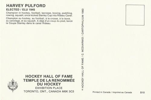 1983 Cartophilium Hockey Hall of Fame Postcards #B10 Harvey Pulford Back