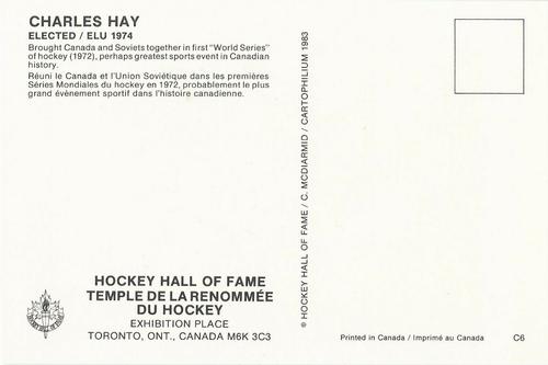 1983 Cartophilium Hockey Hall of Fame Postcards #C6 Charles Hay Back