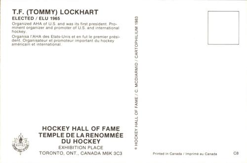 1983 Cartophilium Hockey Hall of Fame Postcards #C8 Tommy Lockhart Back