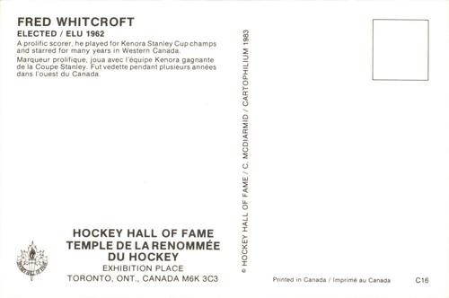 1983 Cartophilium Hockey Hall of Fame Postcards #C16 Fred Whitcroft Back