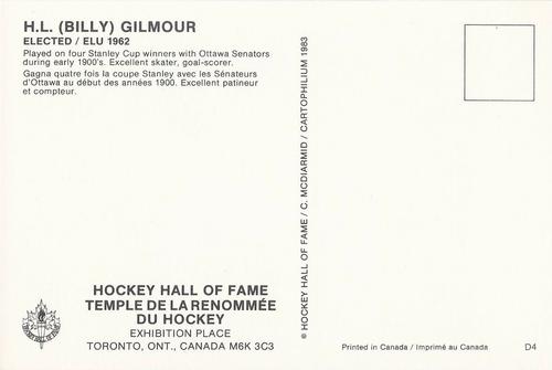 1983 Cartophilium Hockey Hall of Fame Postcards #D4 Billy Gilmour Back