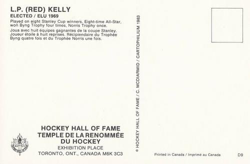 1983 Cartophilium Hockey Hall of Fame Postcards #D9 Red Kelly Back